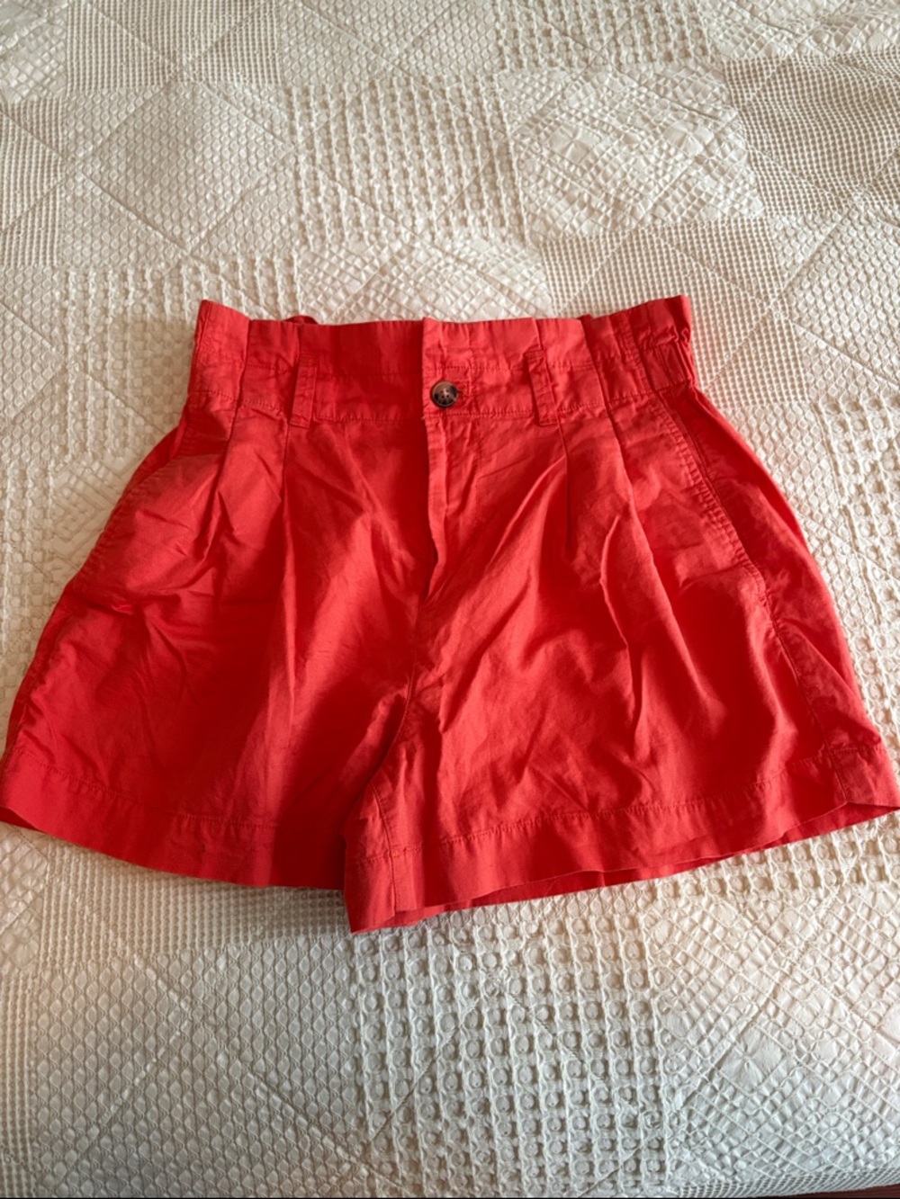 Madewell High-Waist Bright Red Pleated Shorts